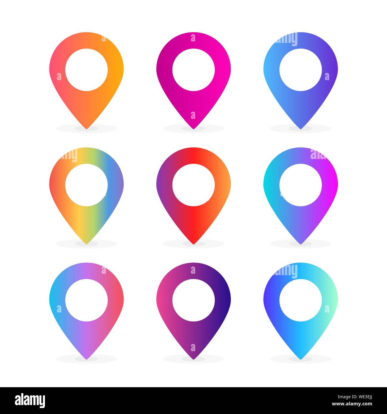 set of colorful location pin illustration vector Stock Vector Image