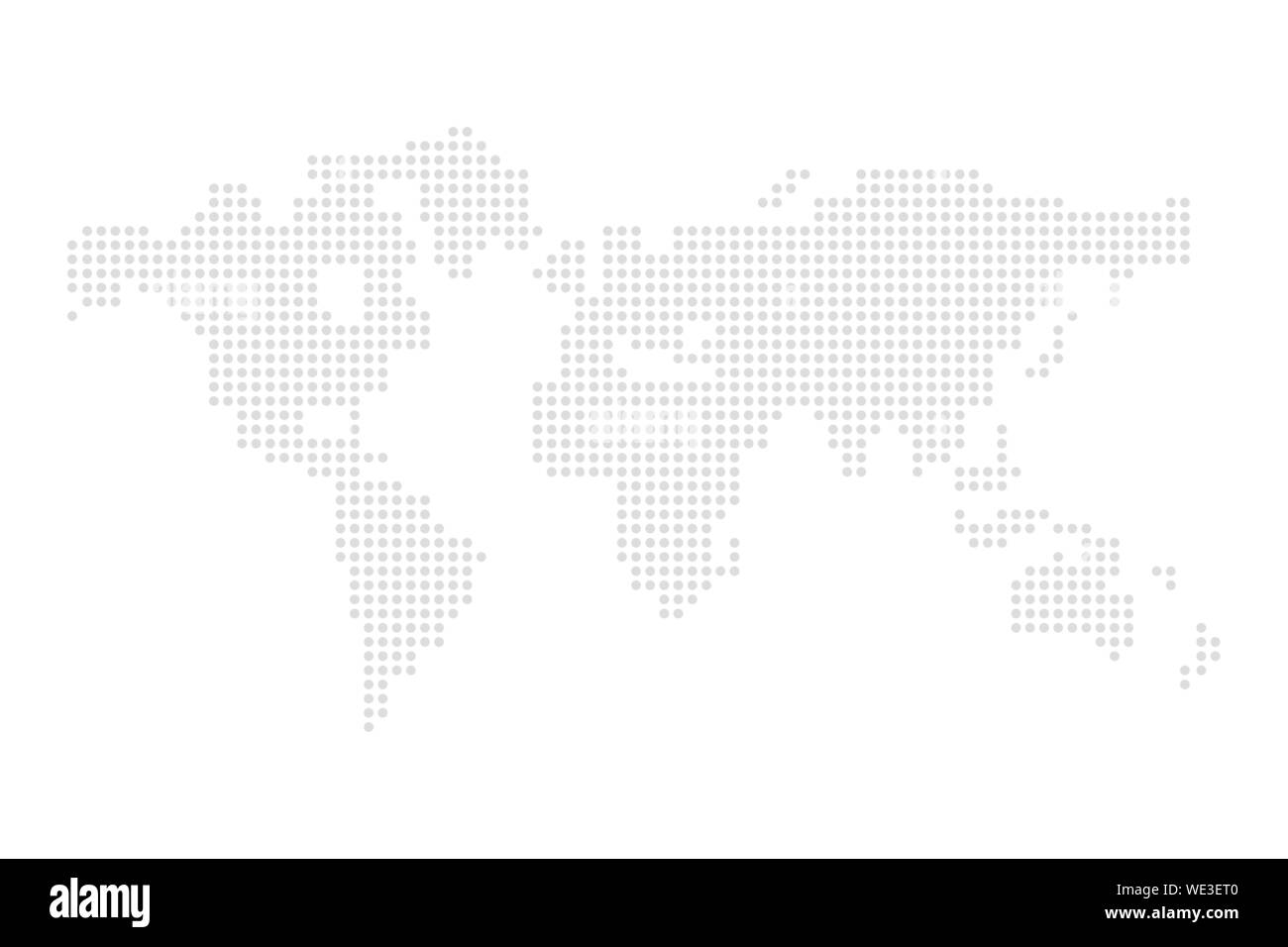 dotted grey world map illustration vector Stock Vector