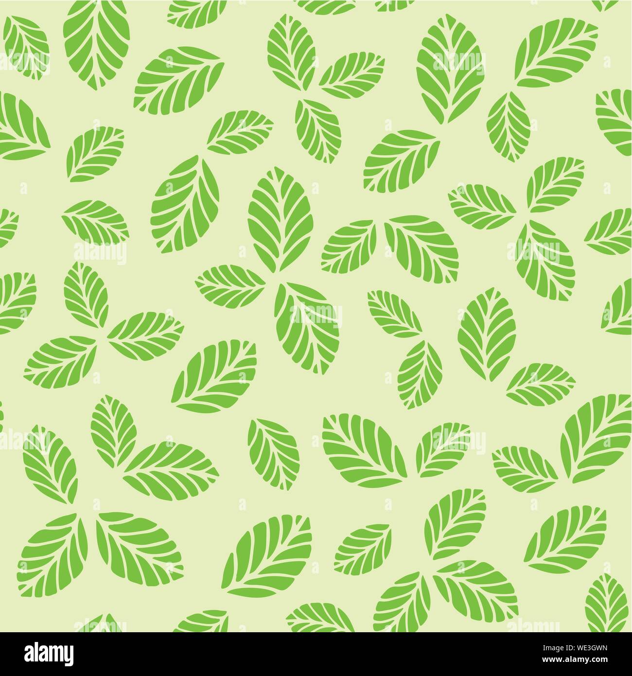 Seamless vector pattern with green strawberry leaves. For fabric print, wallpaper design Stock Vector