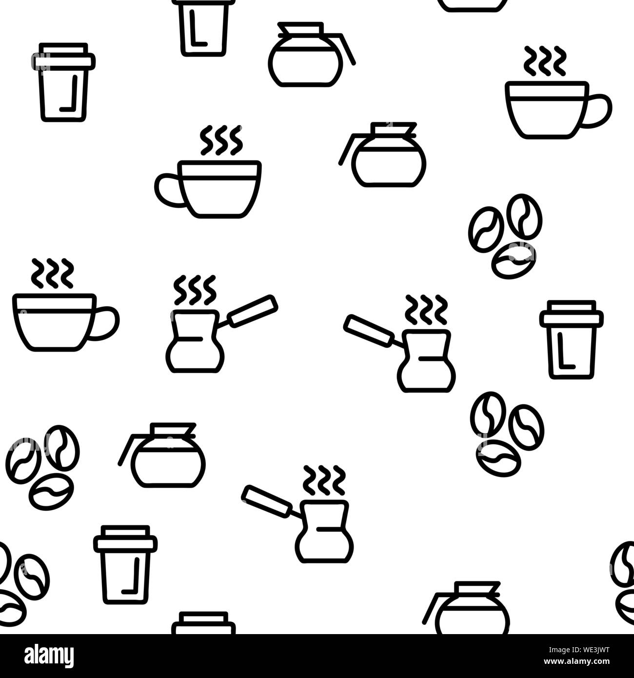 Coffee Equipment Seamless Pattern Vector Stock Vector Image & Art - Alamy