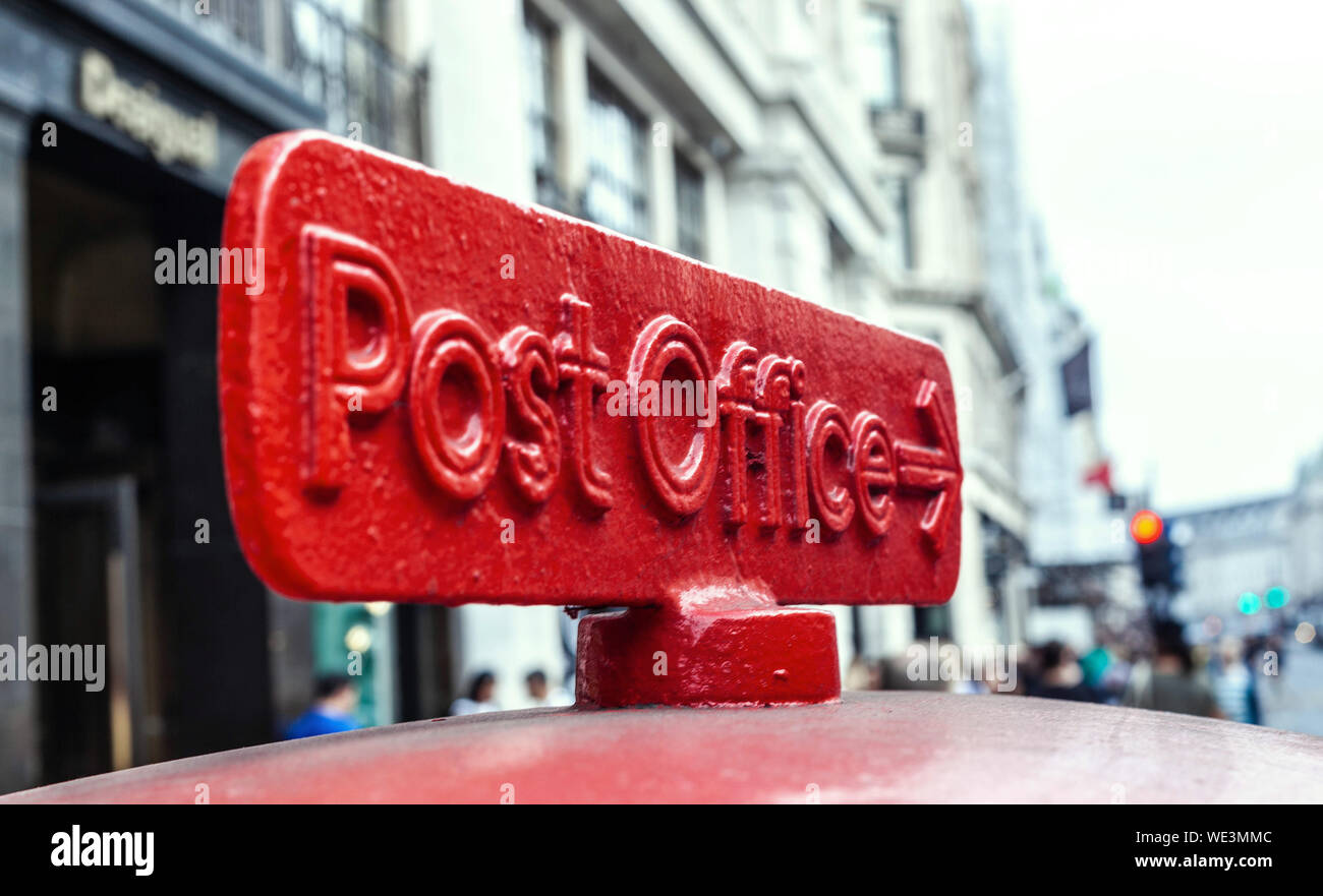 Post office cast iron sign, London, England, UK. Stock Photo