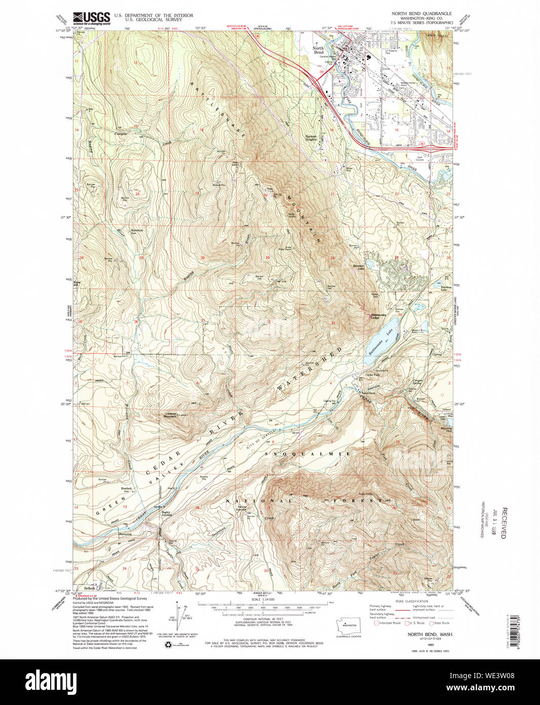 Map of north bend washington Cut Out Stock Images &amp; Pictures - Alamy