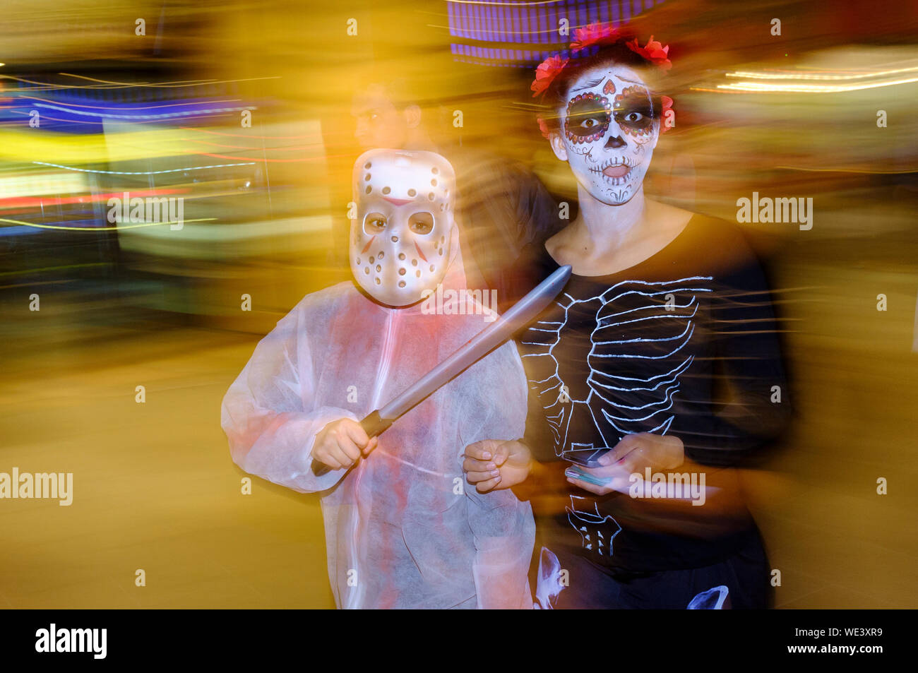 People celebrating, Halloween, Leicester Square, London, Britain Stock