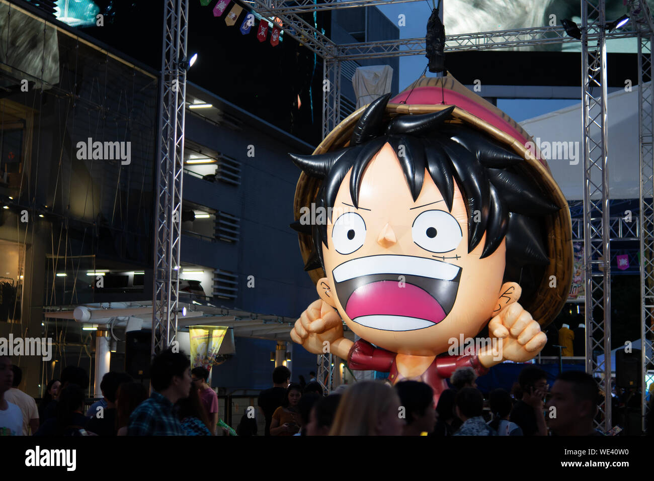 Bangkok, Thailand - August 18, 2019 : Inflatable of Monkey D. Luffy, a fictional character of One Piece manga series, at the One Piece 20th animation Stock Photo