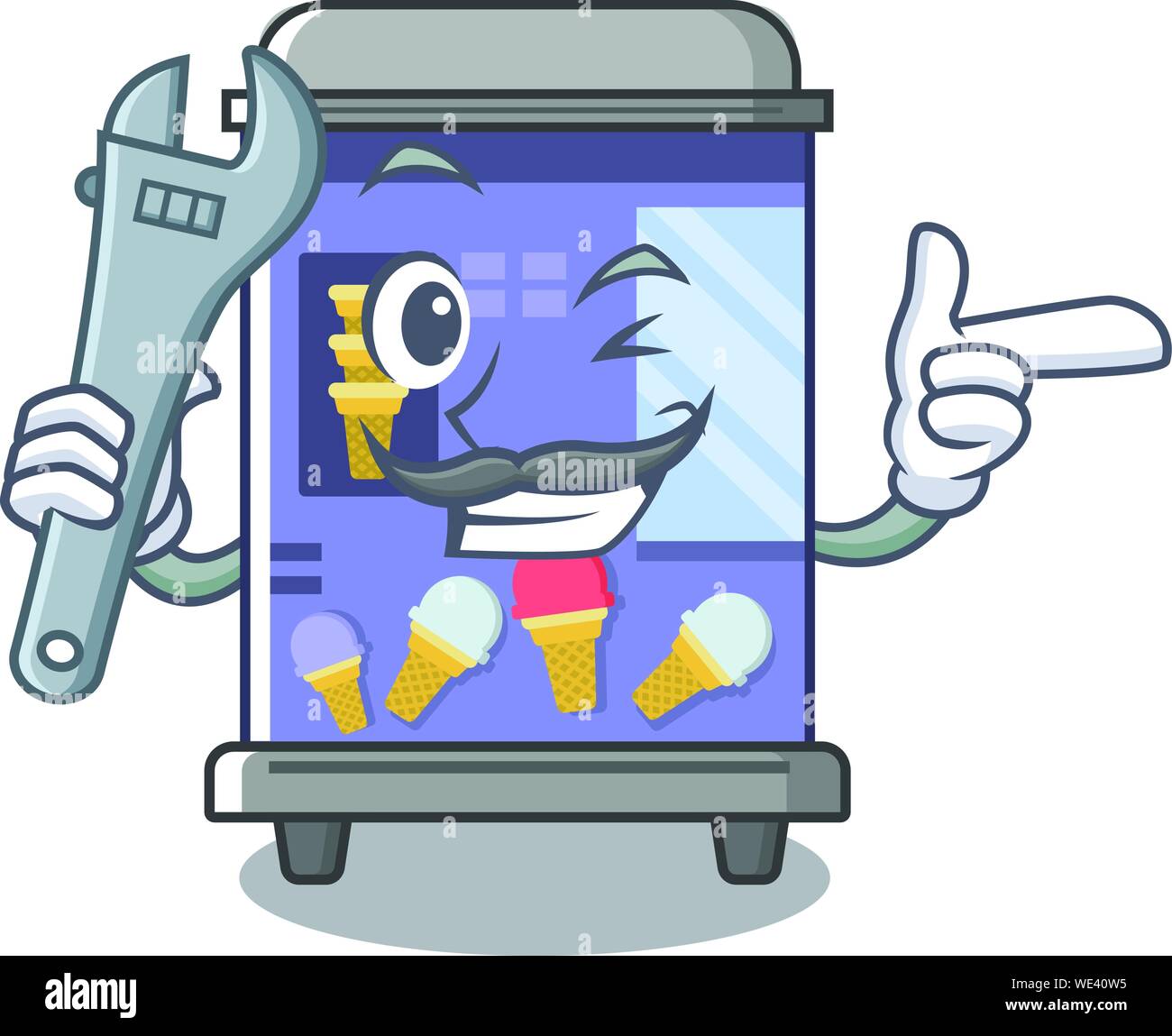 Mechanic ice cream vending machine the a character Stock Vector Image