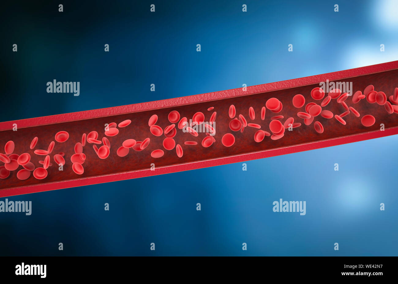 3d rendering red blood cells flow in vein Stock Photo - Alamy