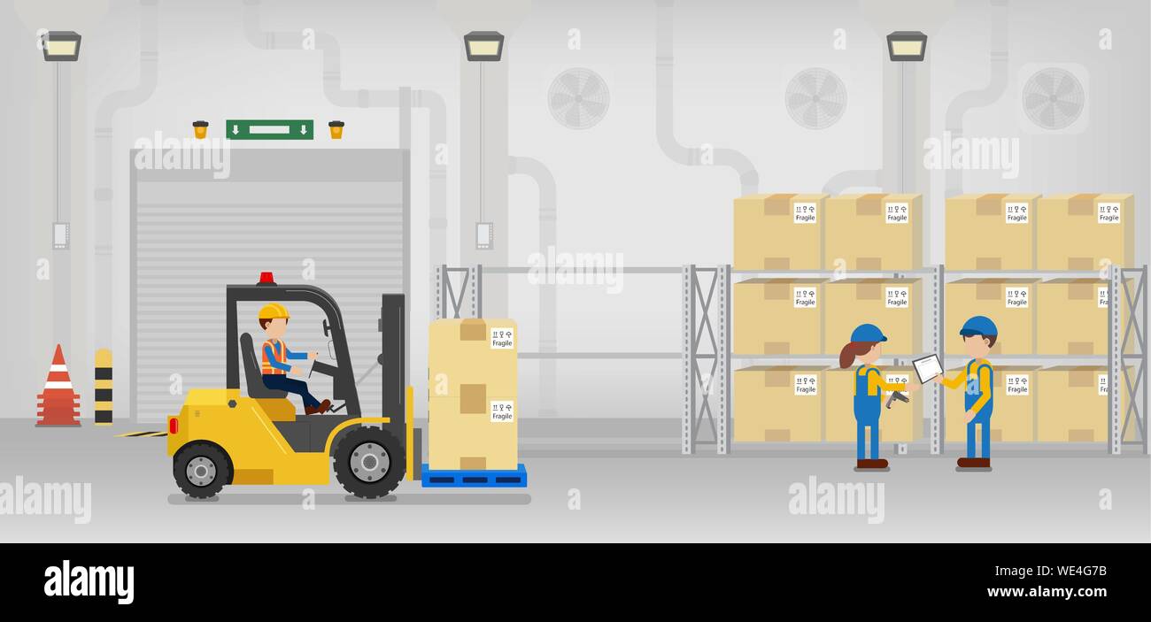 Factory interior with shutter door closed vector illustration Stock Vector