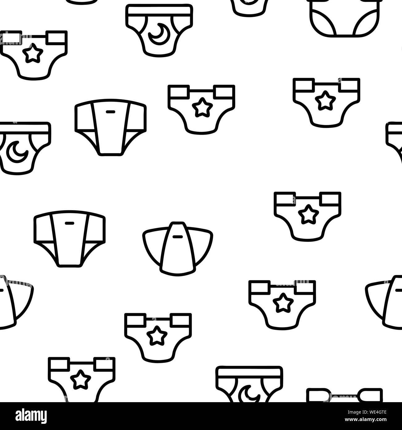 Baby Absorbent Diapers Vector Seamless Pattern Stock Vector