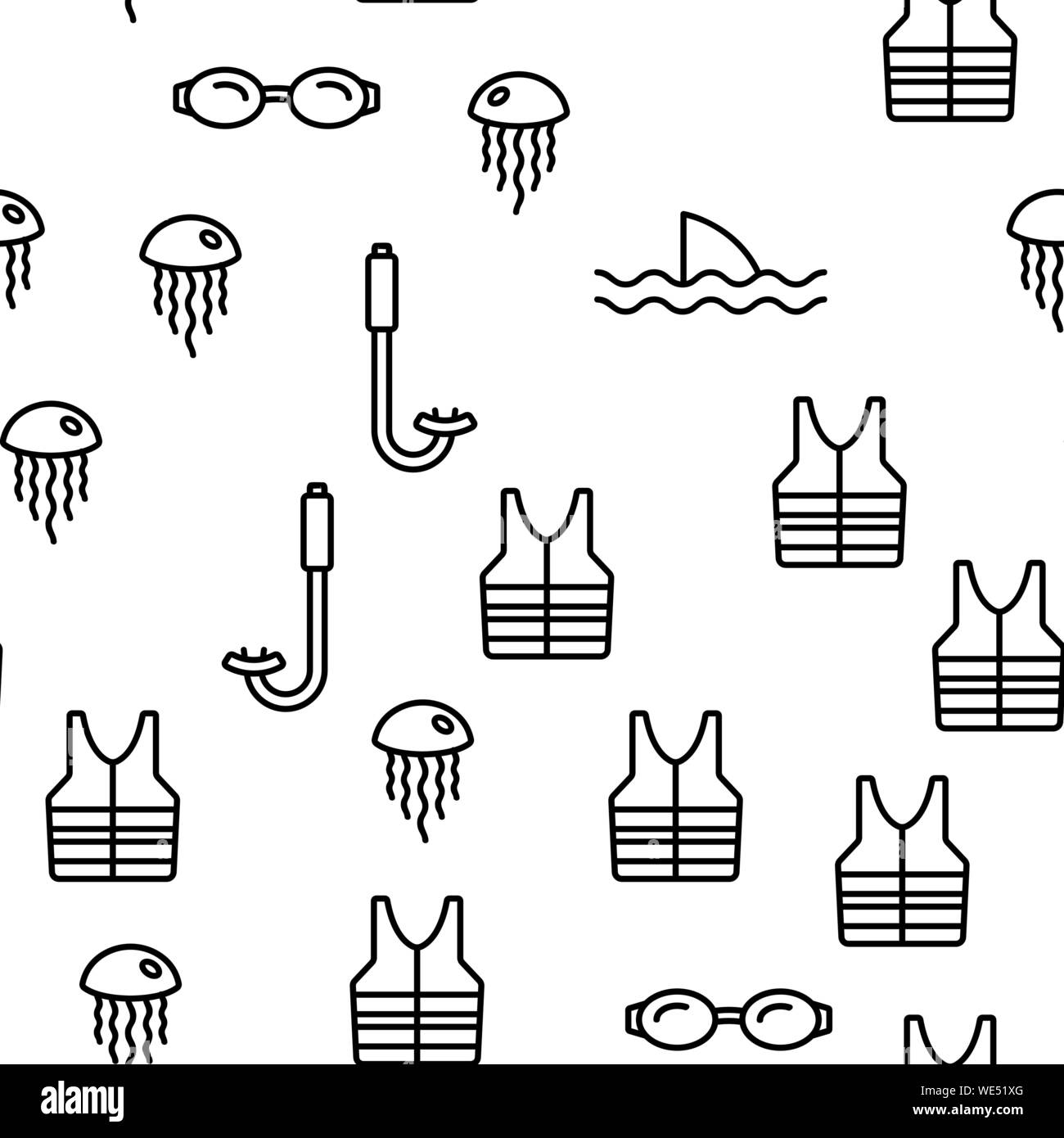 Scuba Diving Equipment Vector Seamless Pattern Stock Vector Image & Art ...