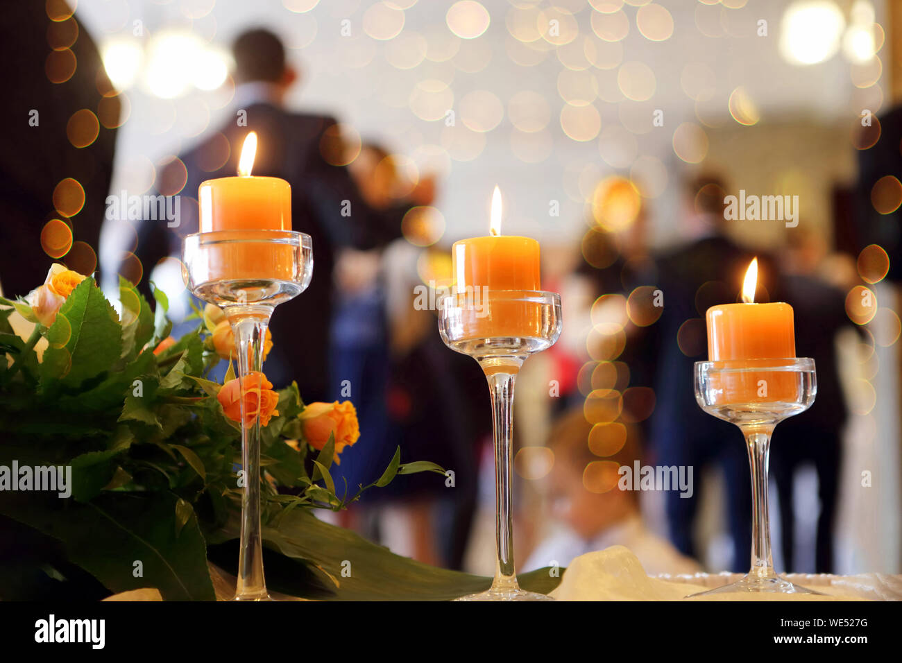 Dancing couples during party or wedding celebration Stock Photo