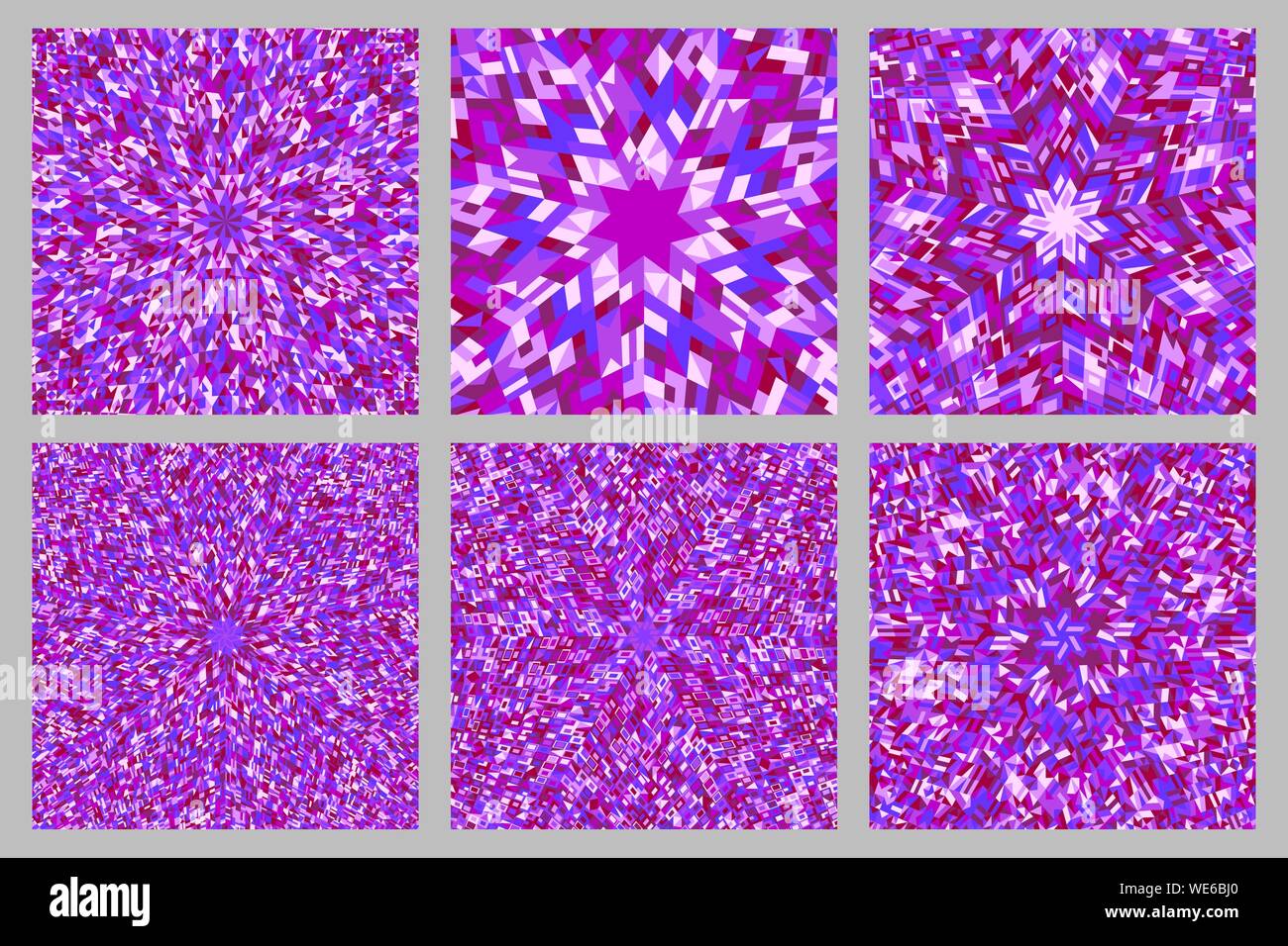 Geometrical dynamic tiled mosaic pattern background set - abstract vector design Stock Vector