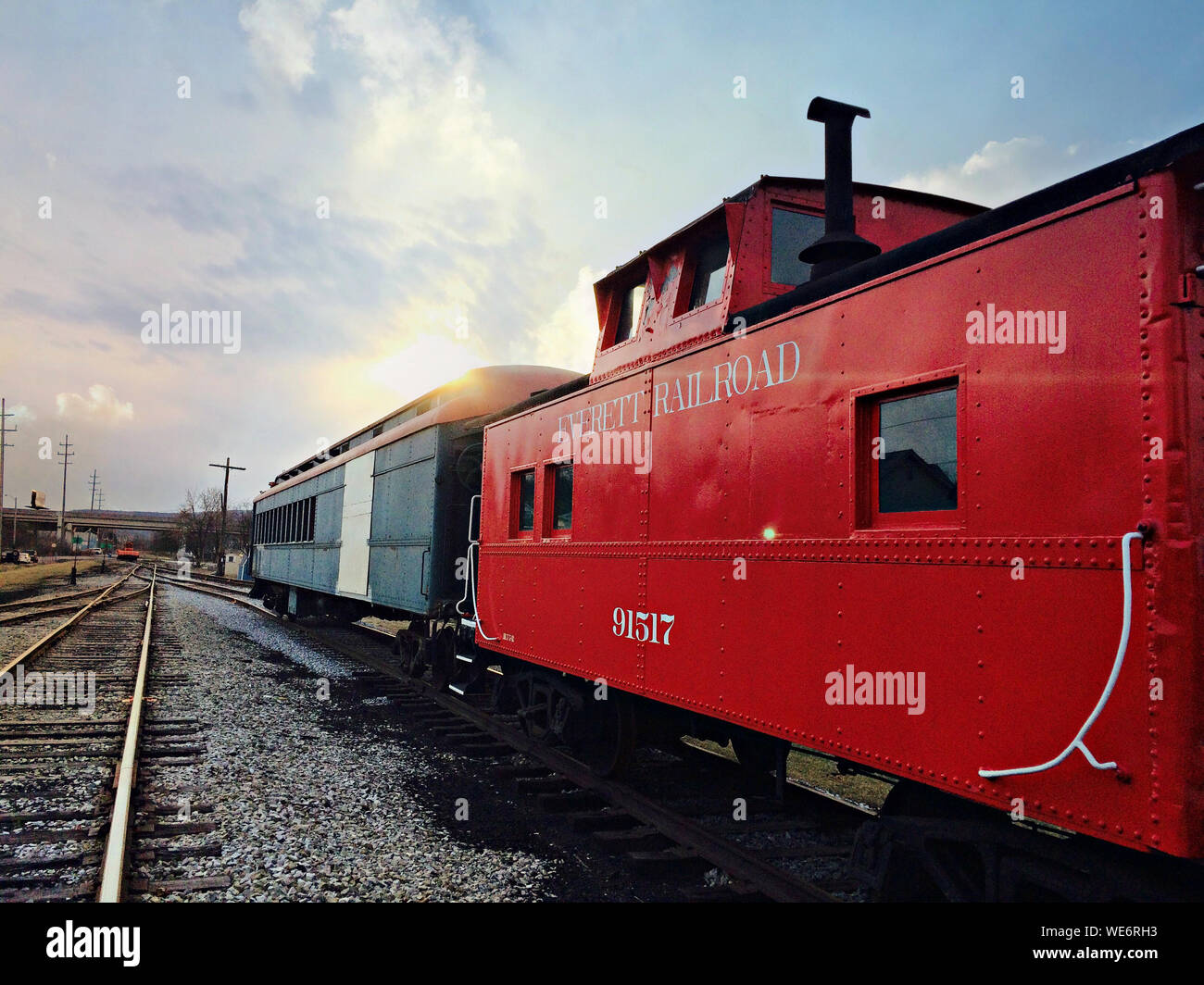 Train On Railroad Tracks Stock Photo Alamy