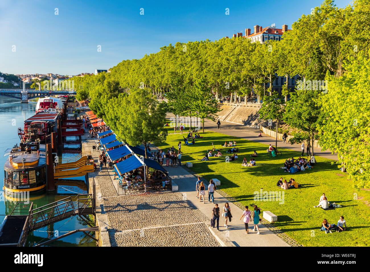 France, Rhone, Lyon, the banks of the Rhone, Serbie quay Stock Photo