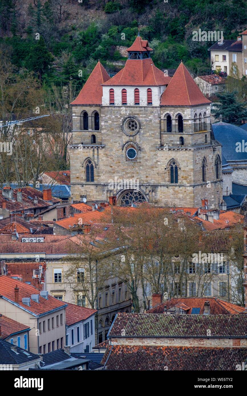 France, Lot, Quercy, Cahors, the cathedral Saint Etienne, dated 12 th. century, roman style, on world heritage list of UNESCO, Lot valley, Quercy Stock Photo