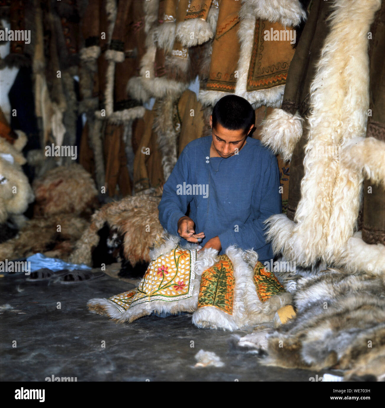 Afghan Coat shop, Herat, 1974 Stock Photo