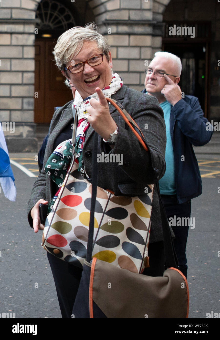 SNP MP Joanna Cherry outside the Court of Session in Edinburgh where parliamentarians were seeking an interim interdict through the Scottish legal system that would prevent the UK Parliament being suspended. Their request was declined by Lord Doherty who said he was not satisfied there was a 'cogent need' for an interdict. Stock Photo
