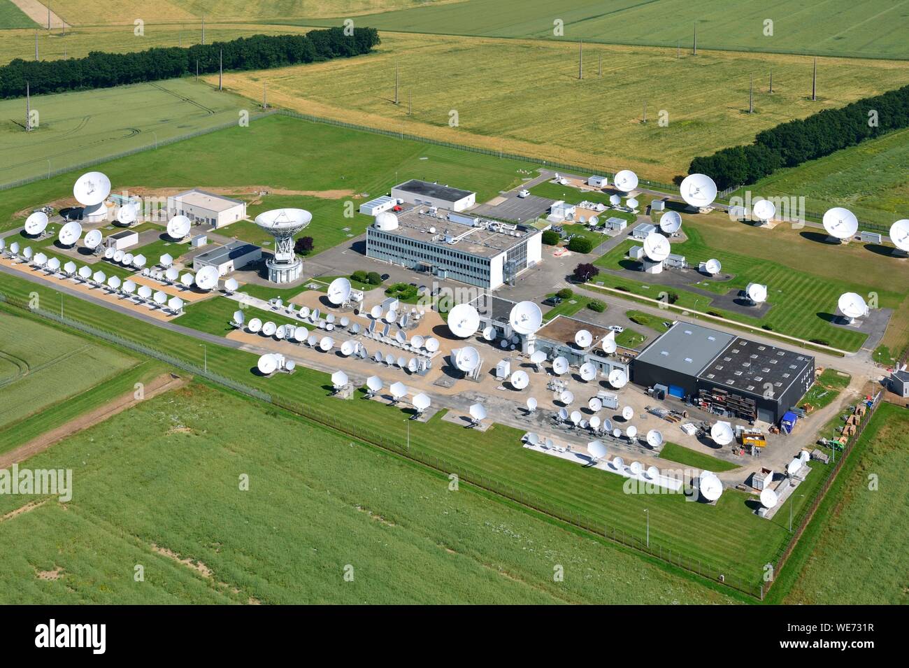 France, Eure et Loir, la Grande touche, Receiving center telecom (aerial view) Stock Photo