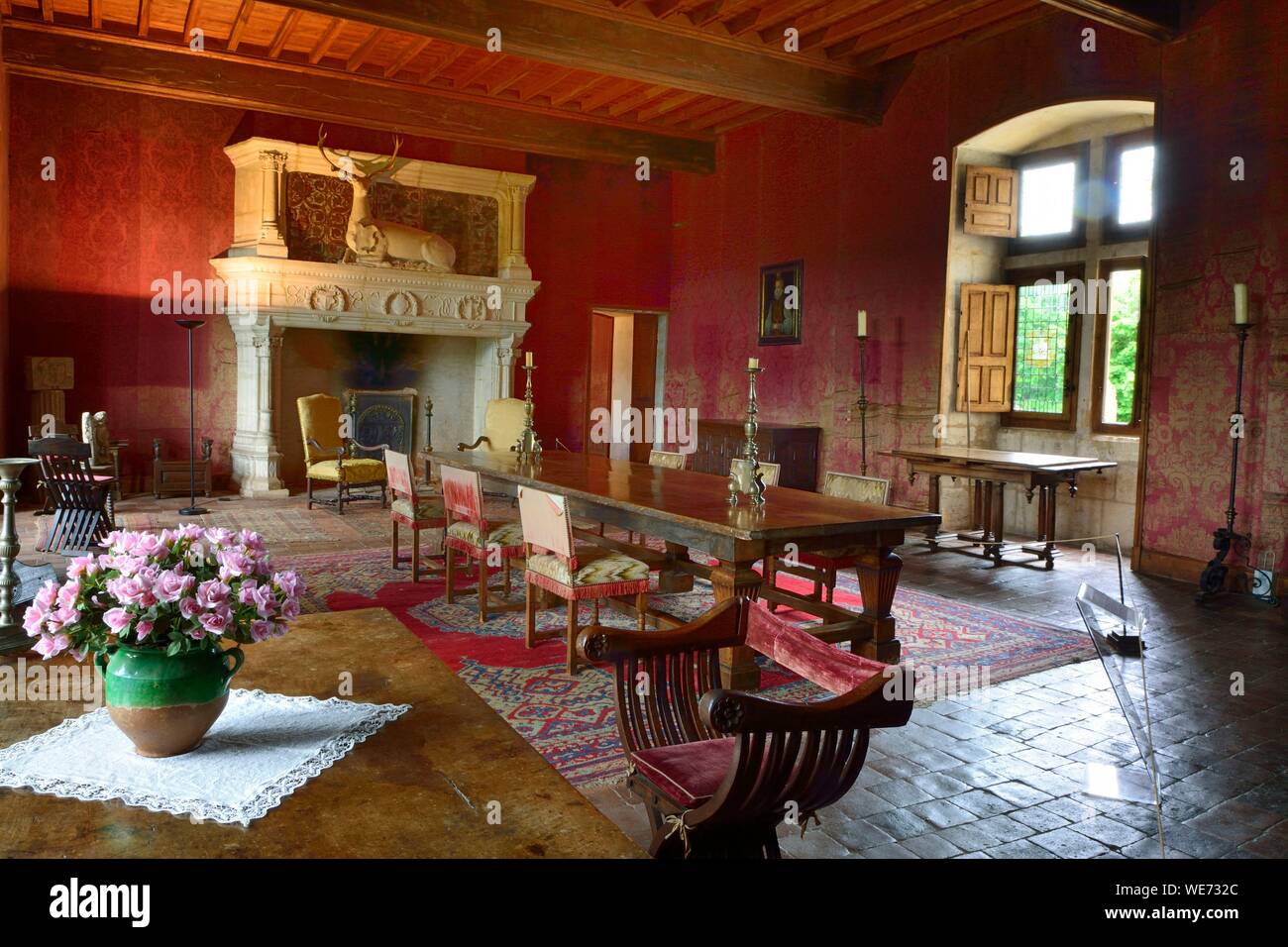 France, Lot, Saint Jean Lespinasse, castle of Montal, the Stag room Stock  Photo - Alamy