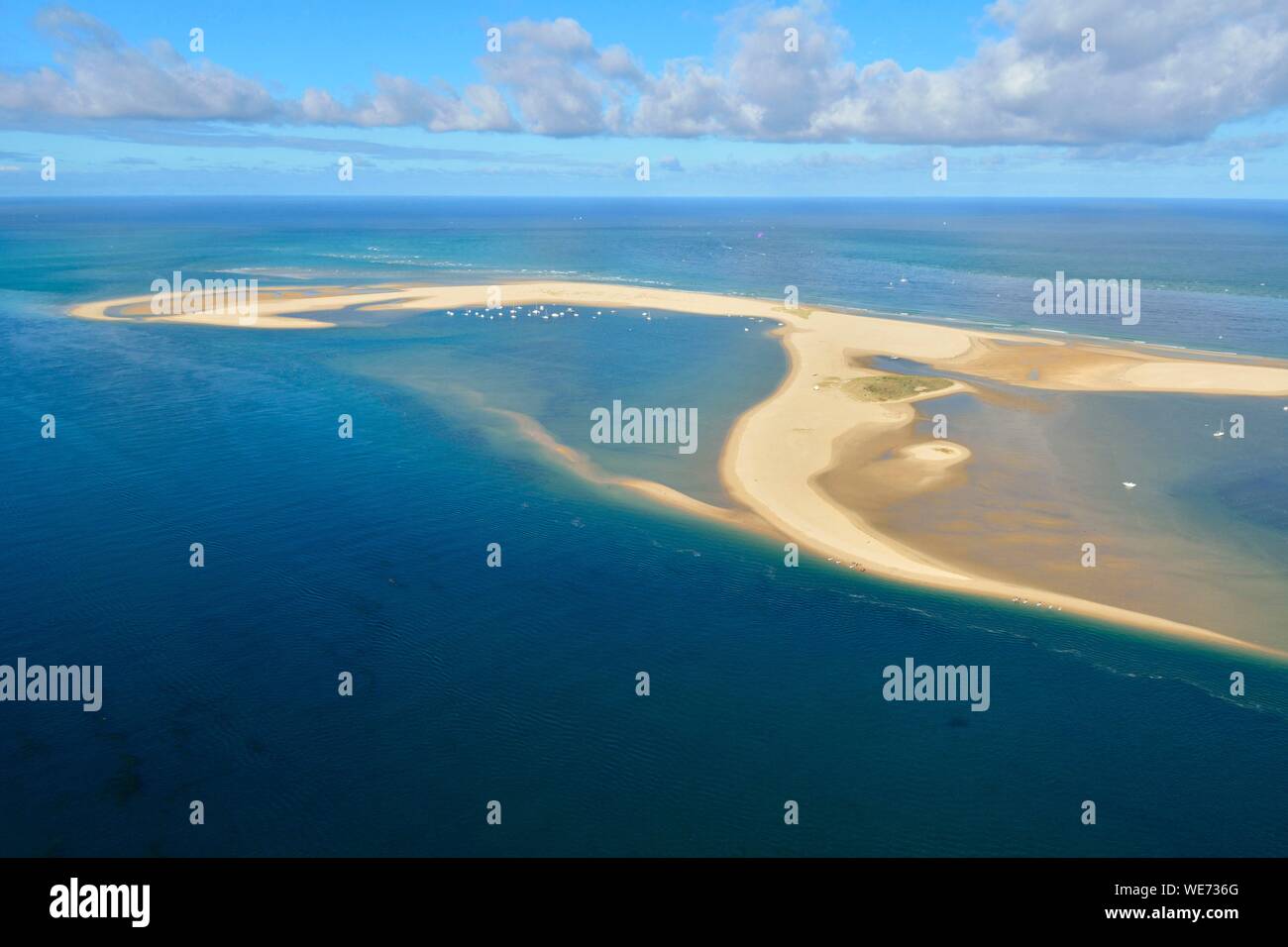 France, Gironde, Bassin d'Arcachon, the Banc d'Arguin and Cap Ferret in background (aerial view) Stock Photo