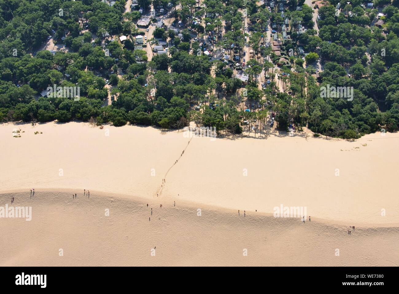 France, Gironde, Bassin d'Arcachon, Landes Forest, Dune du Pilat (the Great Dune of Pyla) (aeria view) Stock Photo