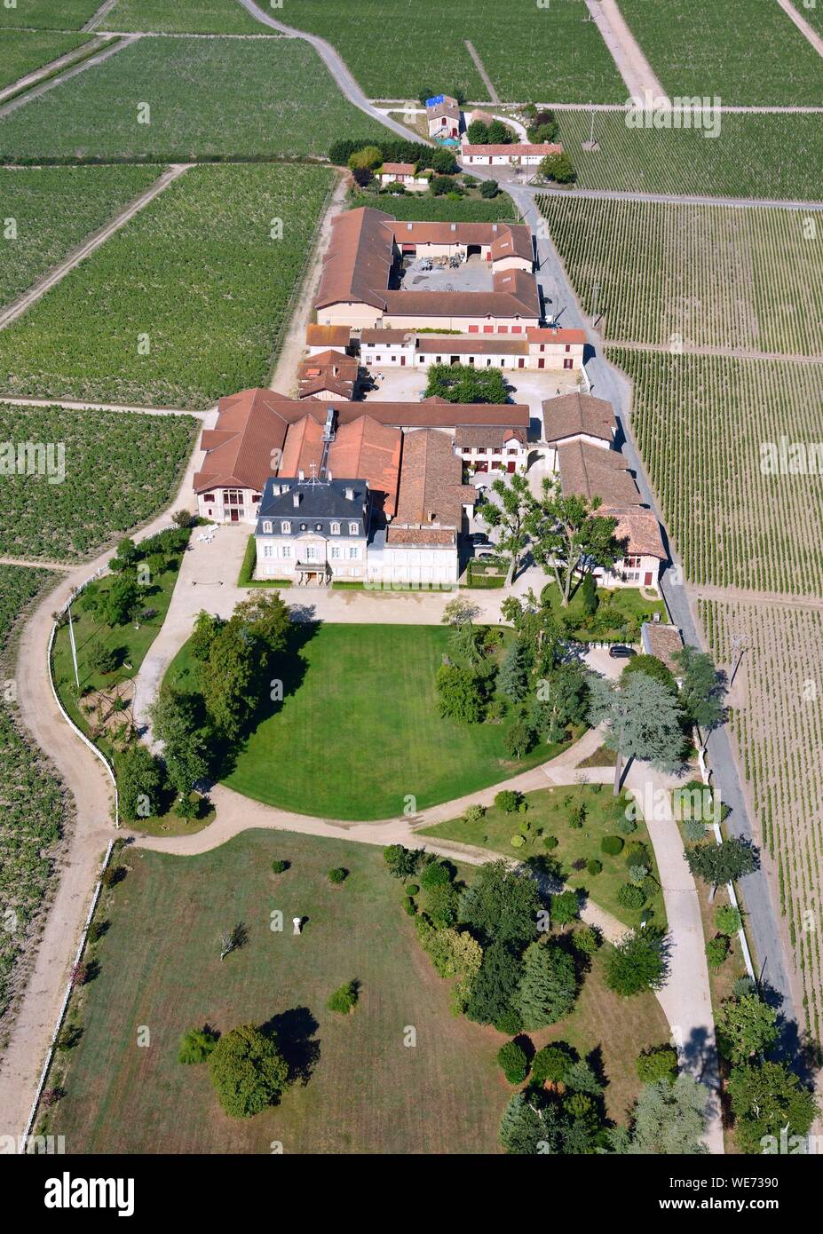 France, Gironde, Pauillac, Chateau Pontet Canet vineyard (aerial view) Stock Photo