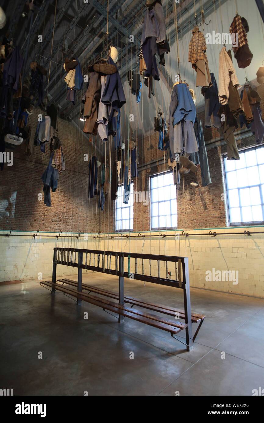 France, Nord, Lewarde, historical mining center installed on the site of the former Delloye grave listed as World Heritage by UNESCO, the room of hanged Stock Photo