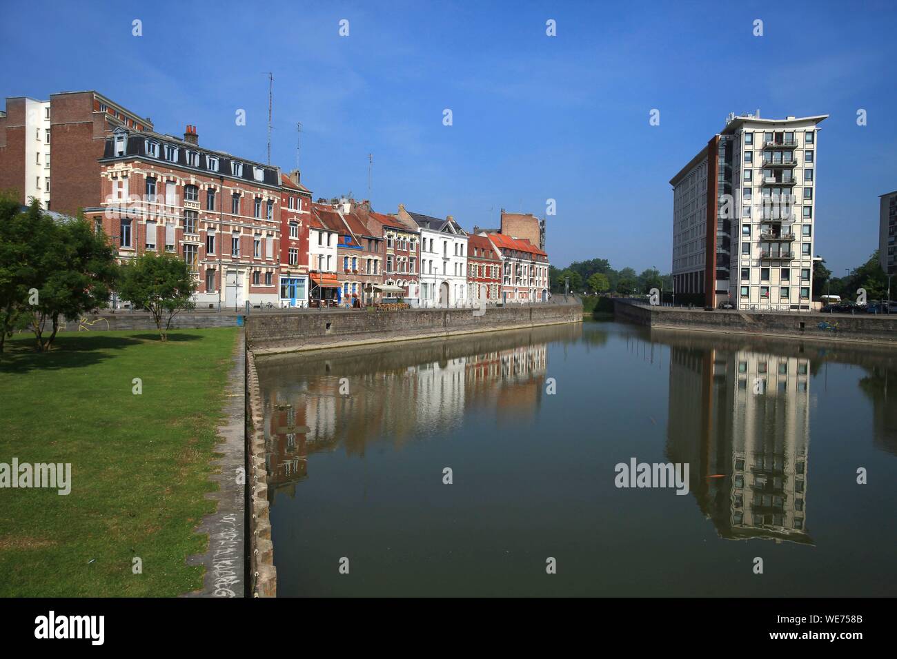 France, Nord, Lille, The Quai du Wault is the old port Stock Photo
