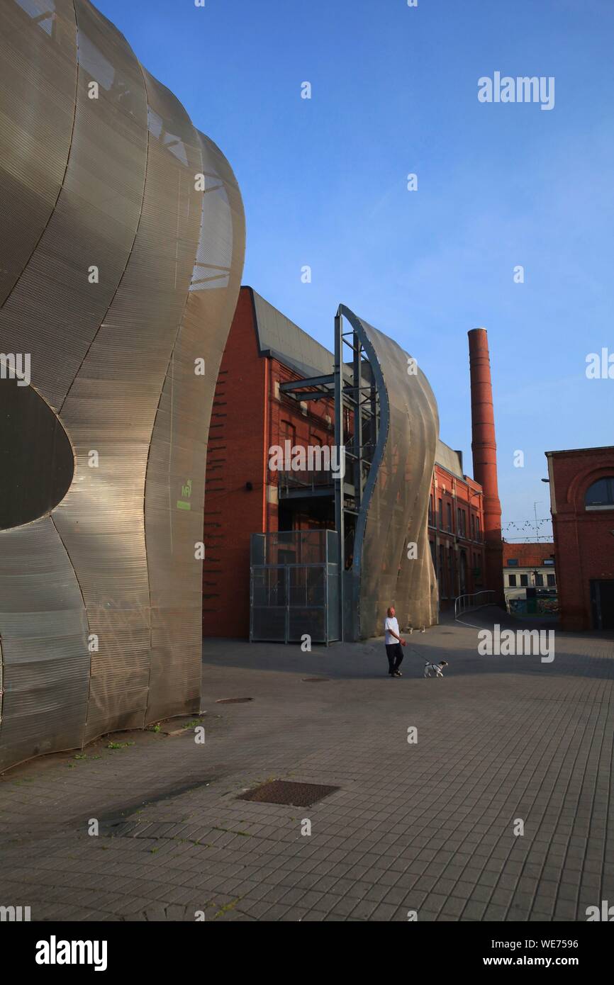 France, Nord, Lille, Wazemmes, Brick and steel facade of Maison Folie Stock Photo