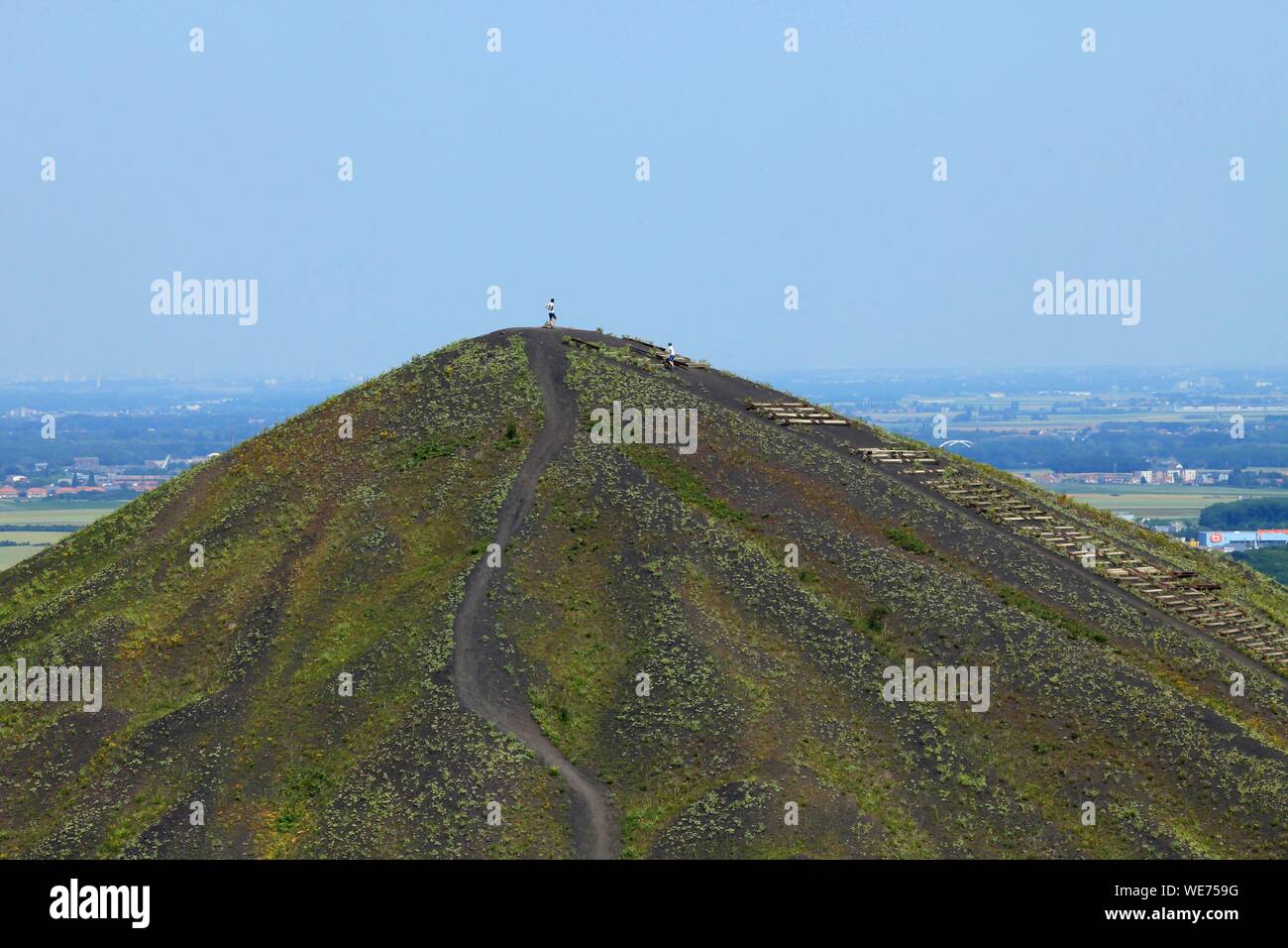 France, Pas de Calais, Loos en Gohelle, Mining Basin around Lens, site 11/19 of Loos en Gohelle. The twin heaps Here, the heave No. 74 seen since the heave No. 74A.Site site classified World Heritage of UNESCO Stock Photo
