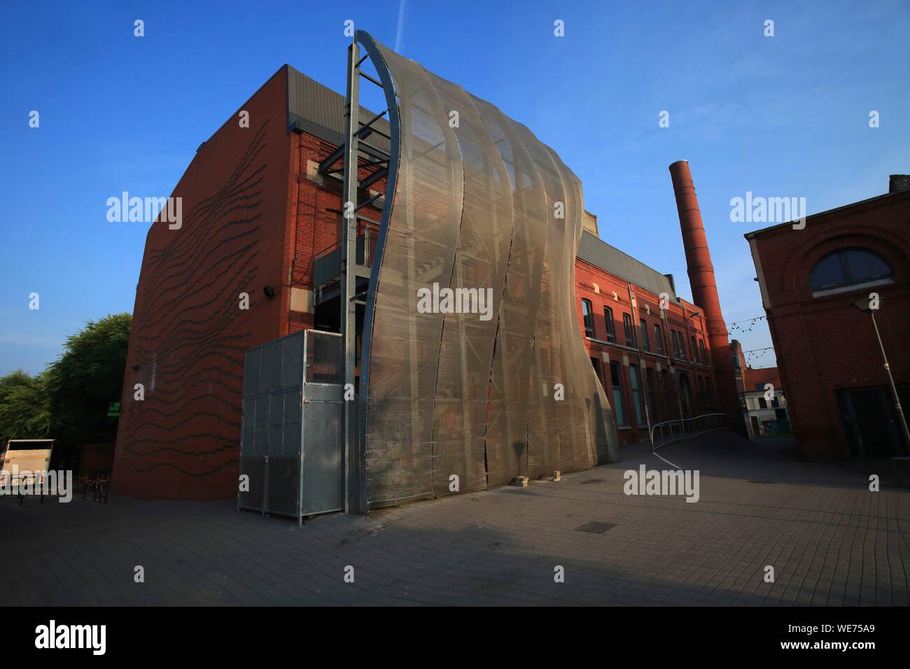 France, Nord, Lille, Wazemmes, Brick and steel facade of Maison Folie Stock Photo