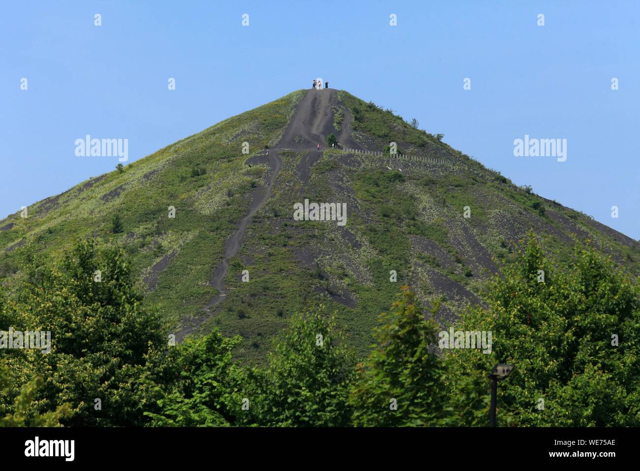 France, Pas de Calais, Loos en Gohelle, Mining Basin around Lens, site 11/19 of Loos en Gohelle. The Twin Heaps Here, Heap Summit No. 74 A. Mining Site Classified World Heritage of UNESCO Stock Photo