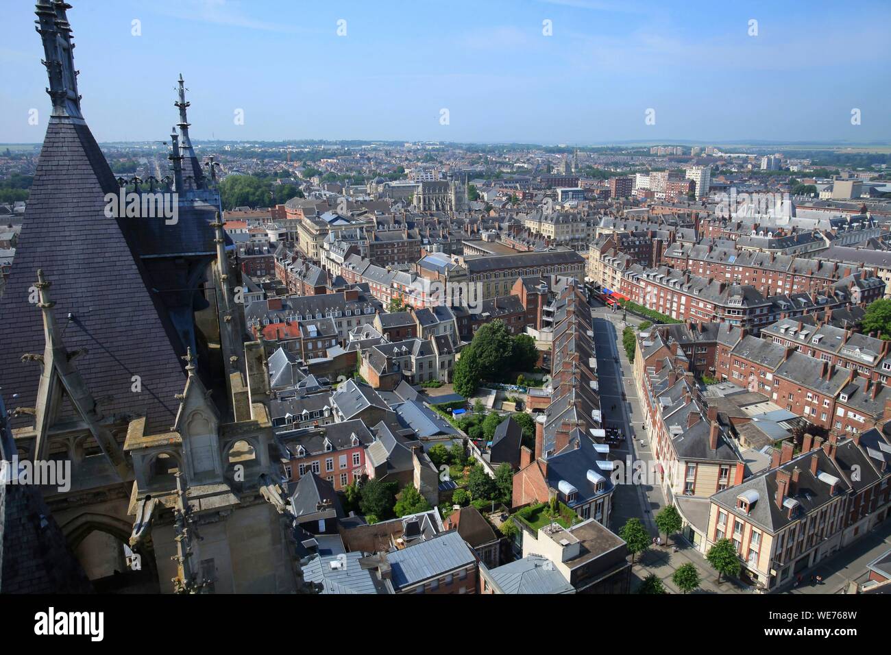 France, Somme, Amiens, View of Amiens from the towers of Amiens Cathedral Stock Photo