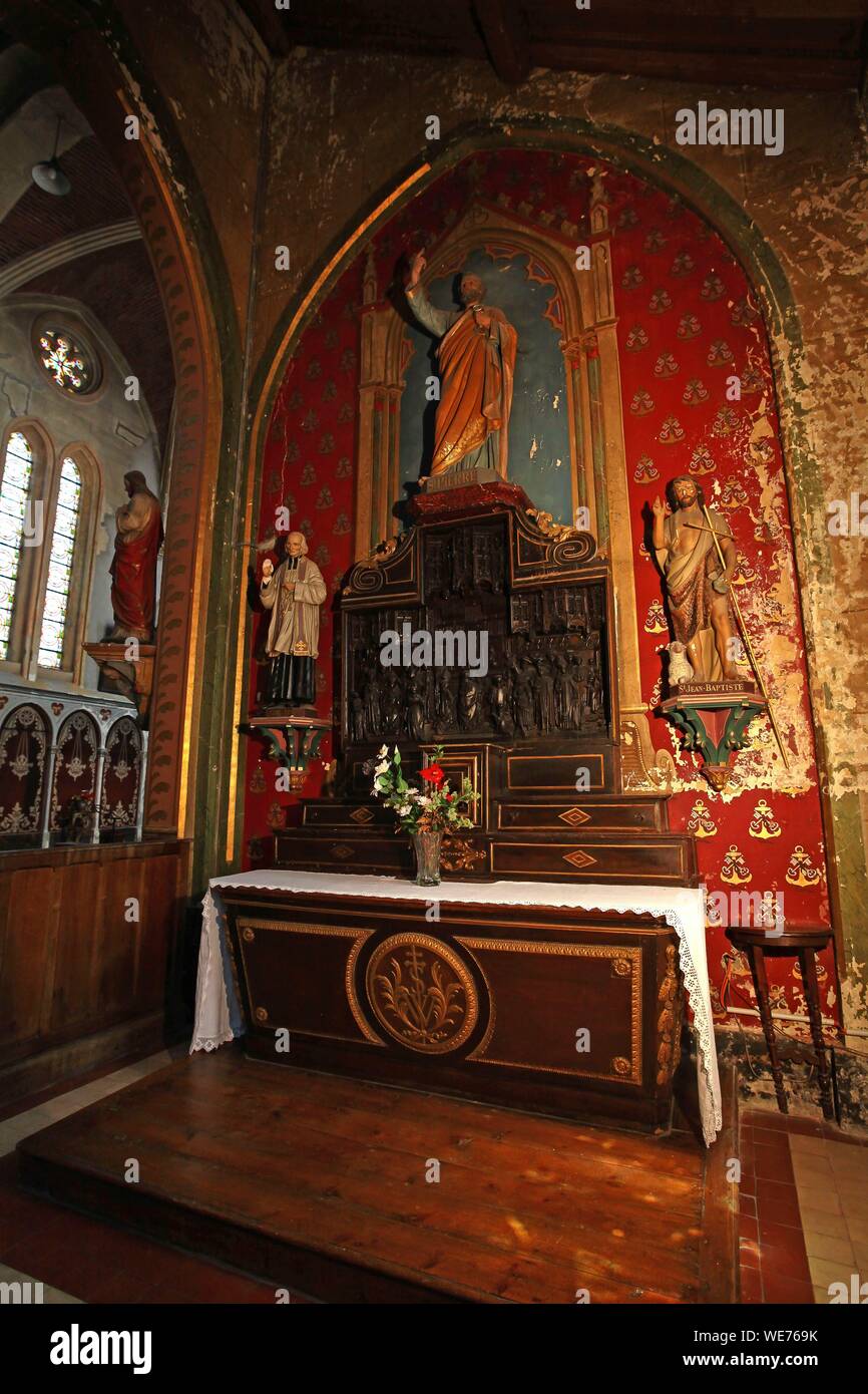 France, Somme, Le Crotoy, Interior of the St Pierre Church in Le Crotoy in Baie de Somme Stock Photo