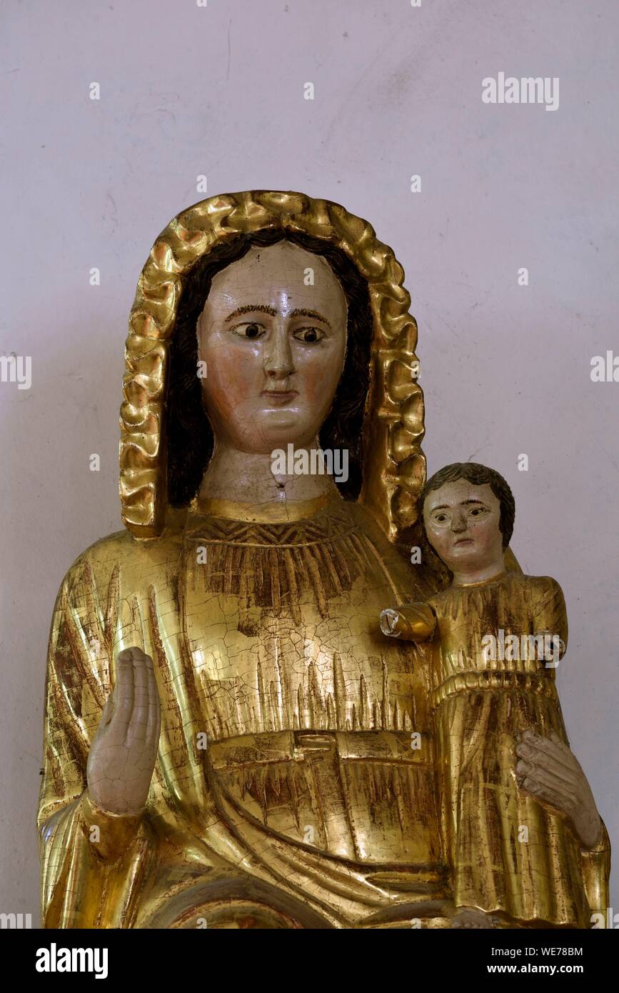 France, Doubs, Mouthier Haute Pierre, Saint Laurent church dated 15th century, Virgin and Child said Virgin of Lausanne dated 1669 Stock Photo