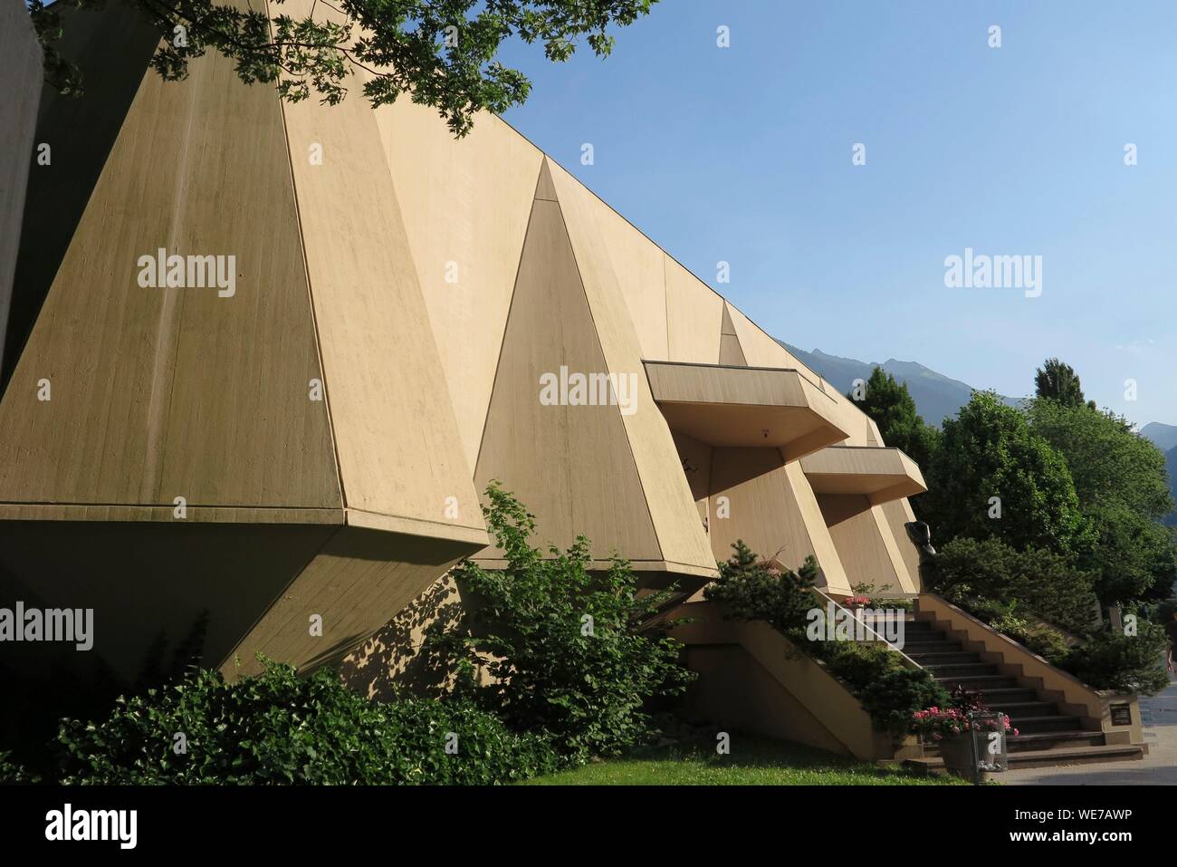 Switzerland, Valais Canton, City of Martigny, Foundation Pierre Giannada, the park where a permanent exhibition of modern sculptures is open freely to the public Stock Photo