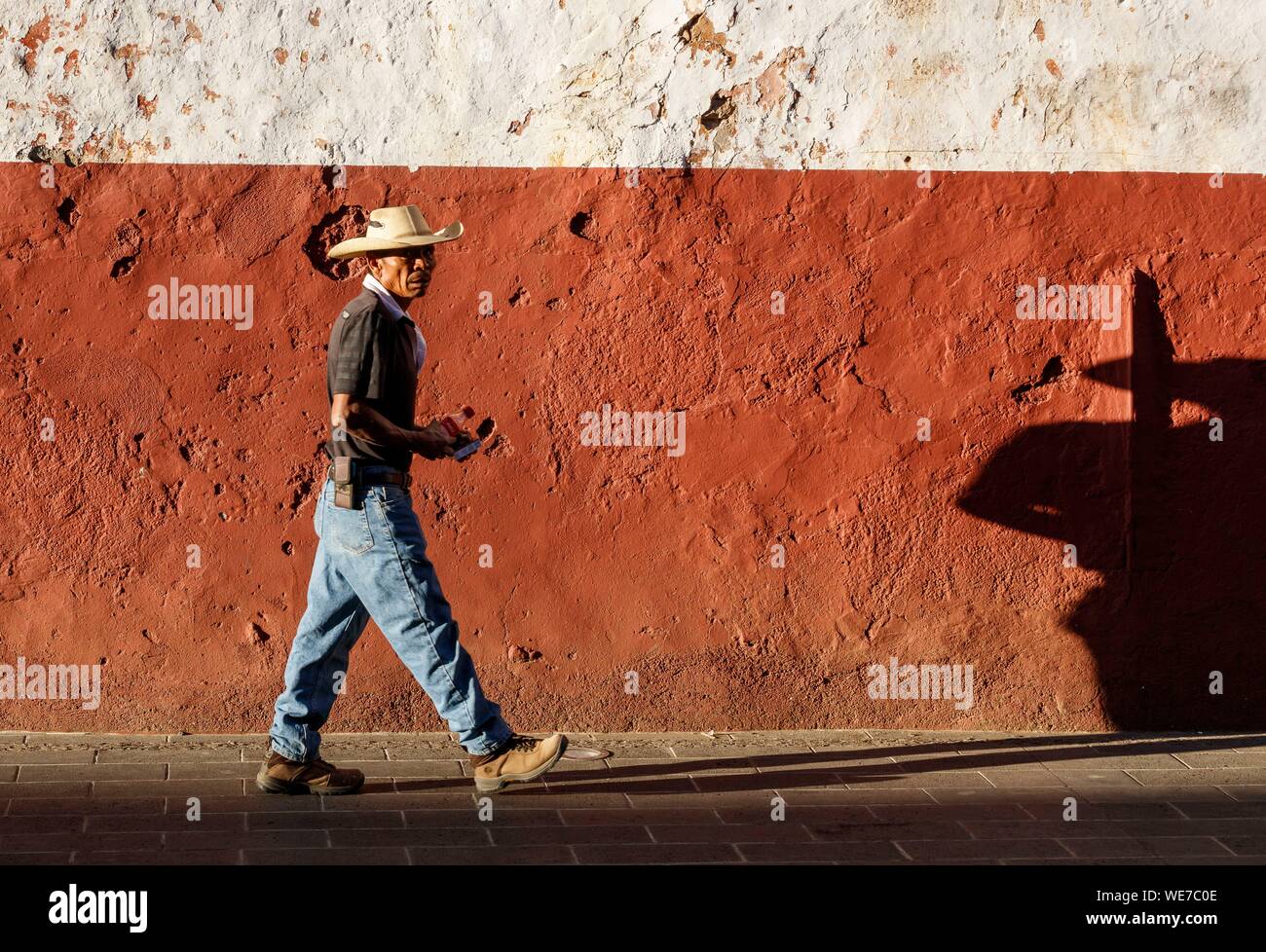 Mexico, Michoacan state, Patzcuaro, a mexican walking in a street Stock Photo