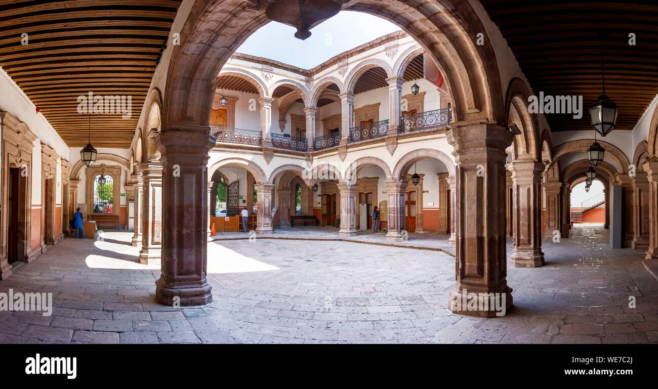 Mexico, Michoacan state, Morelia, Historic Centre of Morelia listed as World Heritage by UNESCO, justice palace courtyard Stock Photo