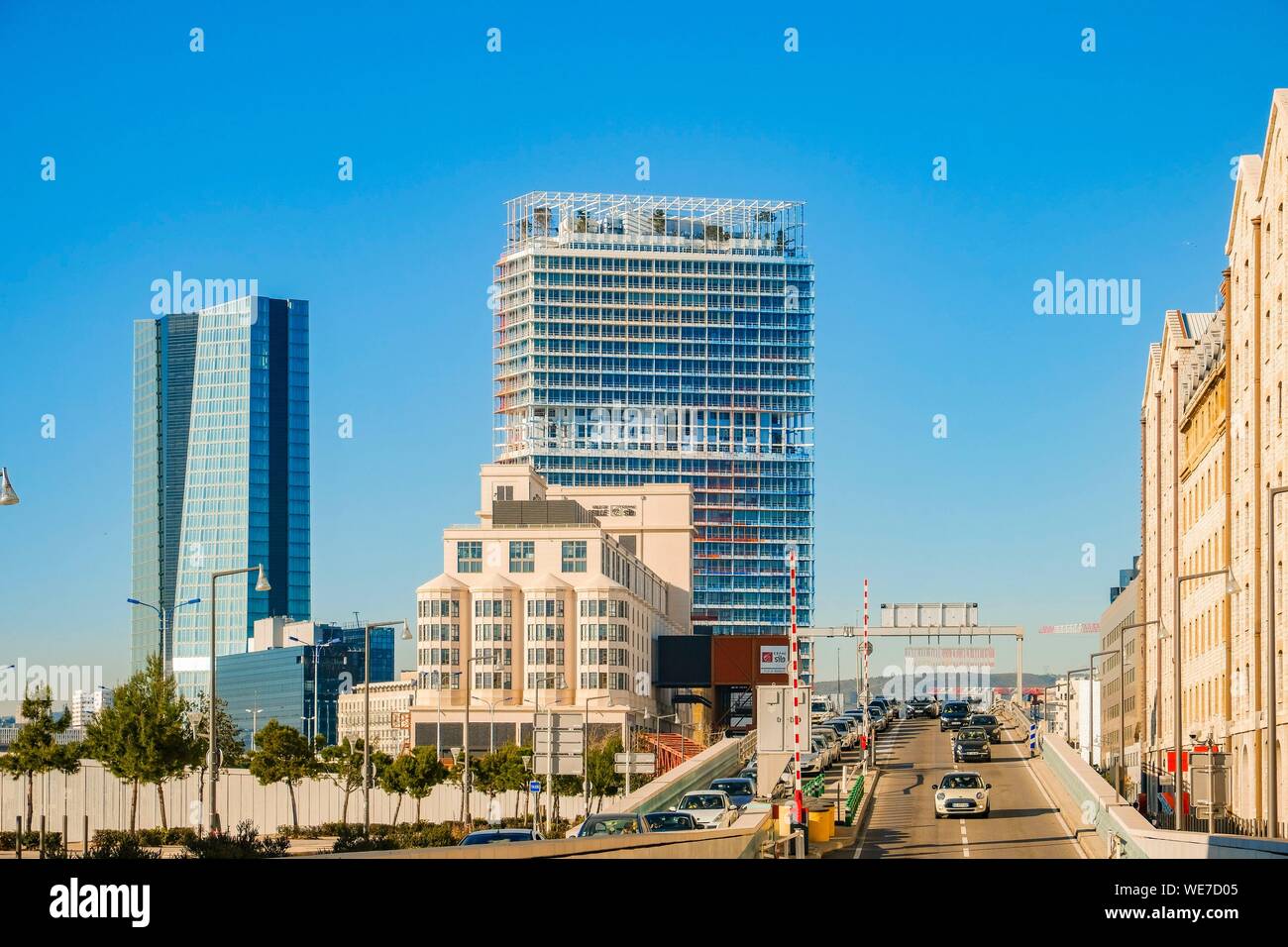 France, Bouches du Rhone, Marseille, the CMA CGM tower and Jean Nouvel's Marseillaise Stock Photo