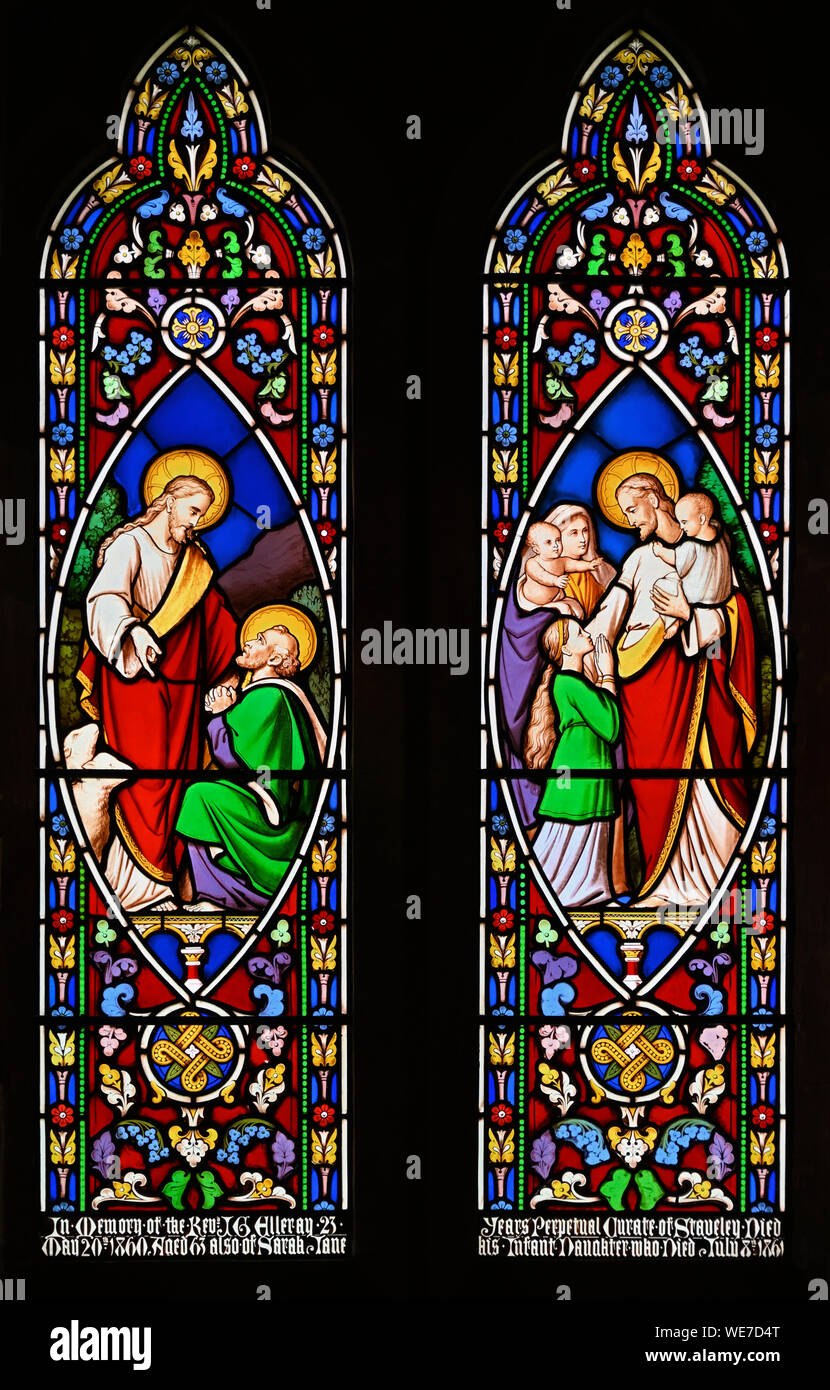 South nave window. Church of Saint James, Staveley, Lake District National Park, Cumbria, England, United Kingdom, Europe. Stock Photo