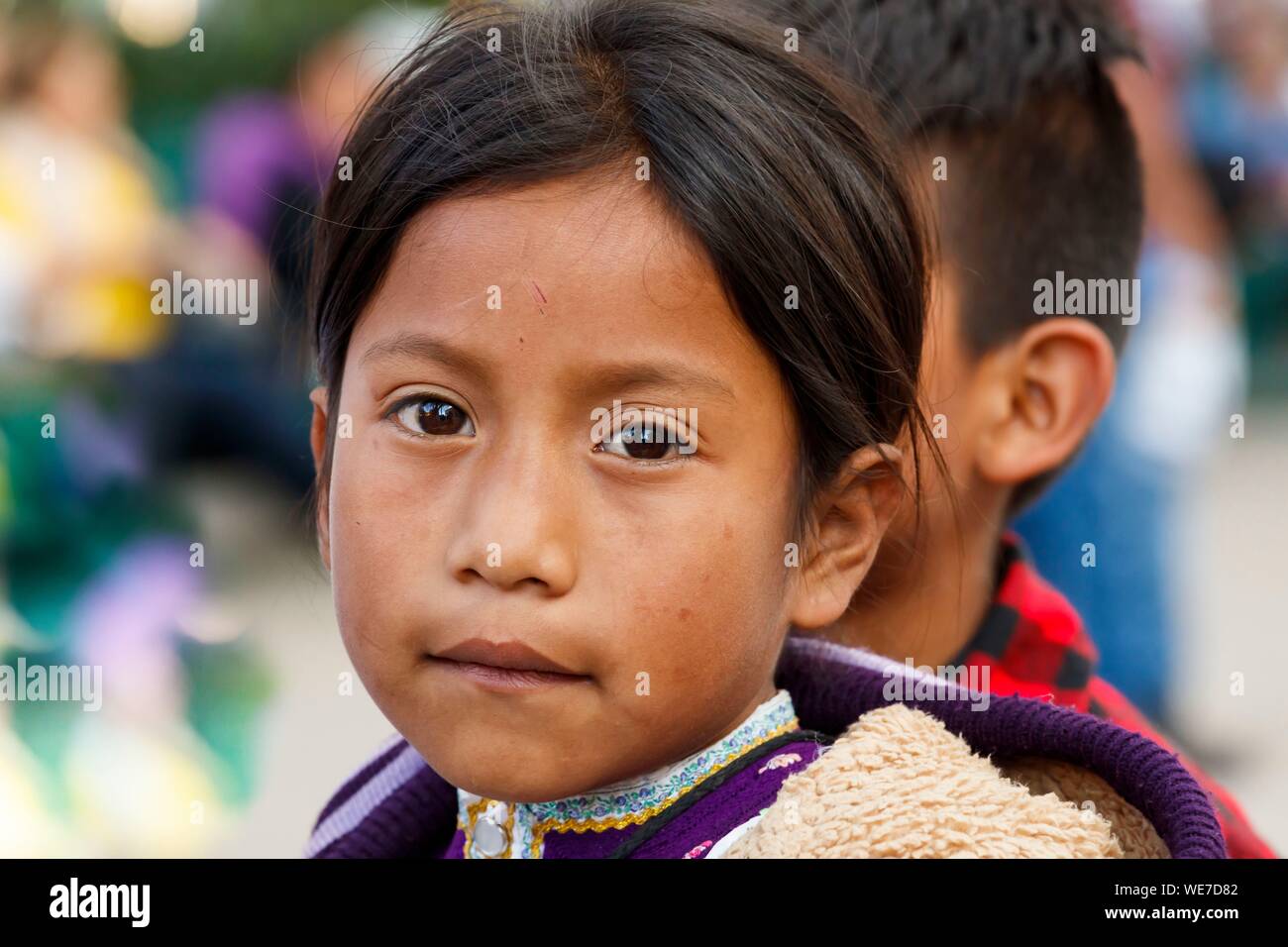 Mexico, Chiapas state, San Cristobal de las Casas, Tzotzil girl portrait Stock Photo