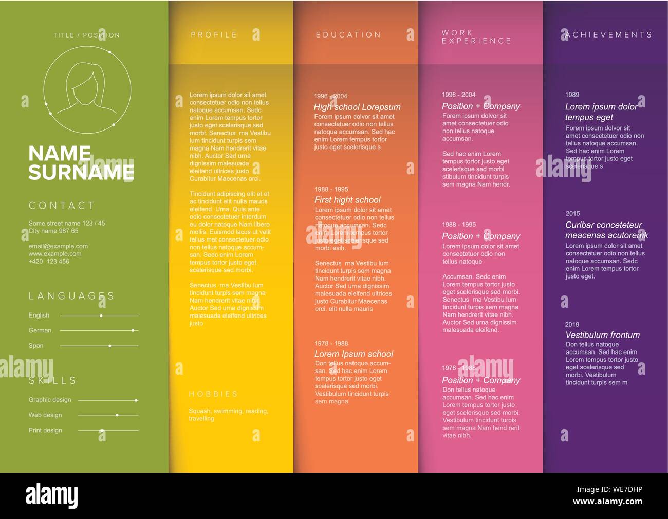 Vector minimalist cv / resume template with color blocks design ...