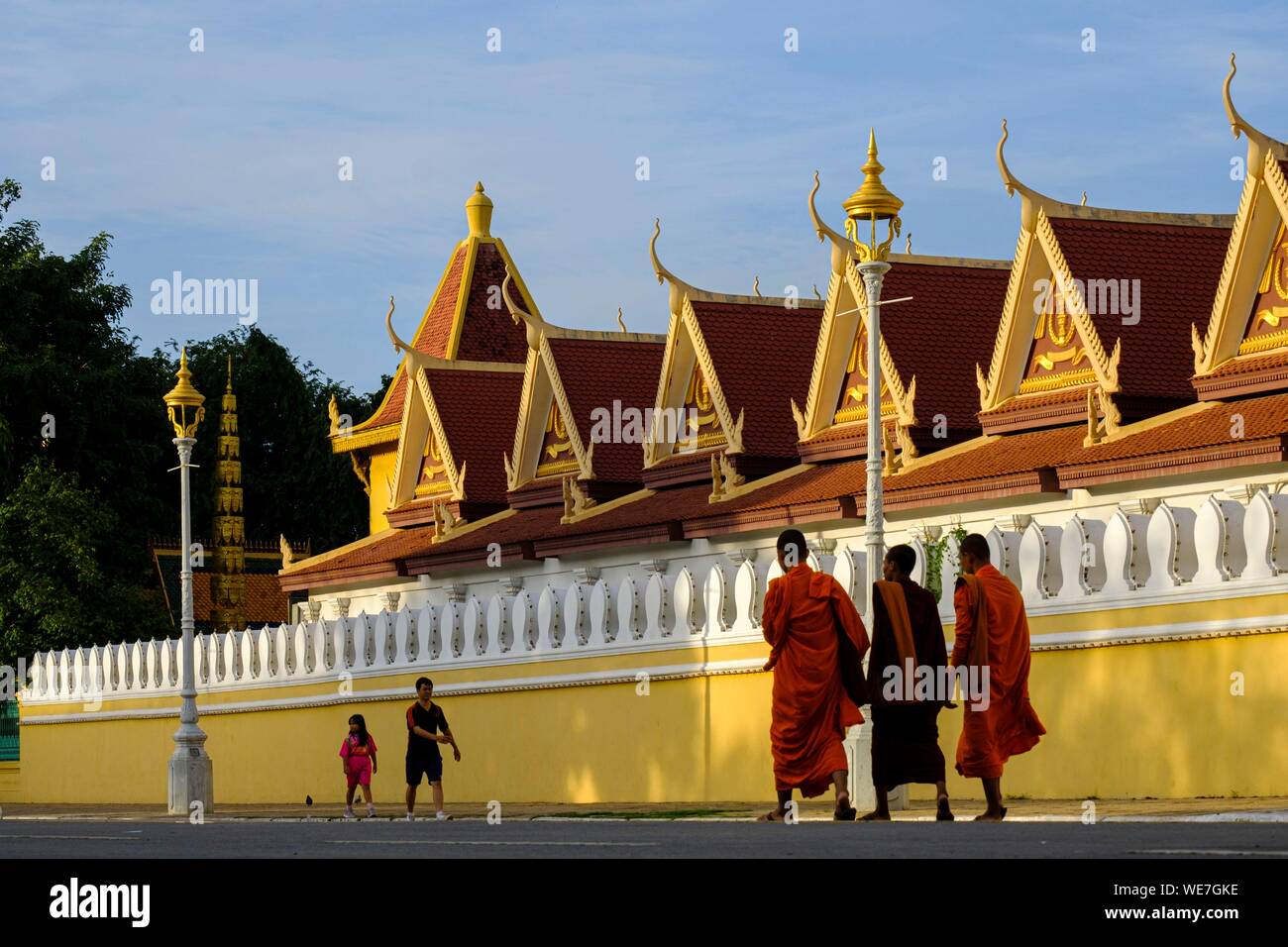 Cambodia, Phnom Penh, the Royal Palace, residence of the King of Cambodia, built in 1860, inner wall Stock Photo