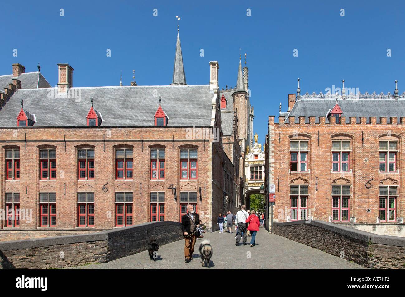Belgium, Western Flanders, Bruges, historical centre listed as World Heritage by UNESCO, back wall of the Brugse Vrije or the Franc de Bruges Palace Stock Photo