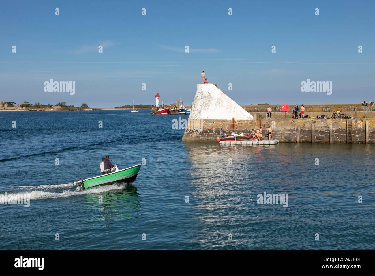 France, Manche, Cotentin, Saint Vaast la Hougue, the port Stock Photo ...