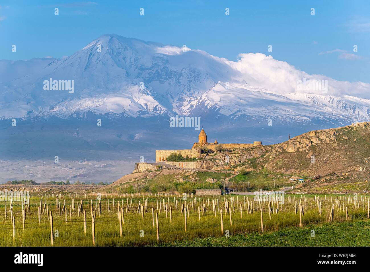 Armenia, Ararat region, Khor Virap monastery and Mount Ararat Stock Photo
