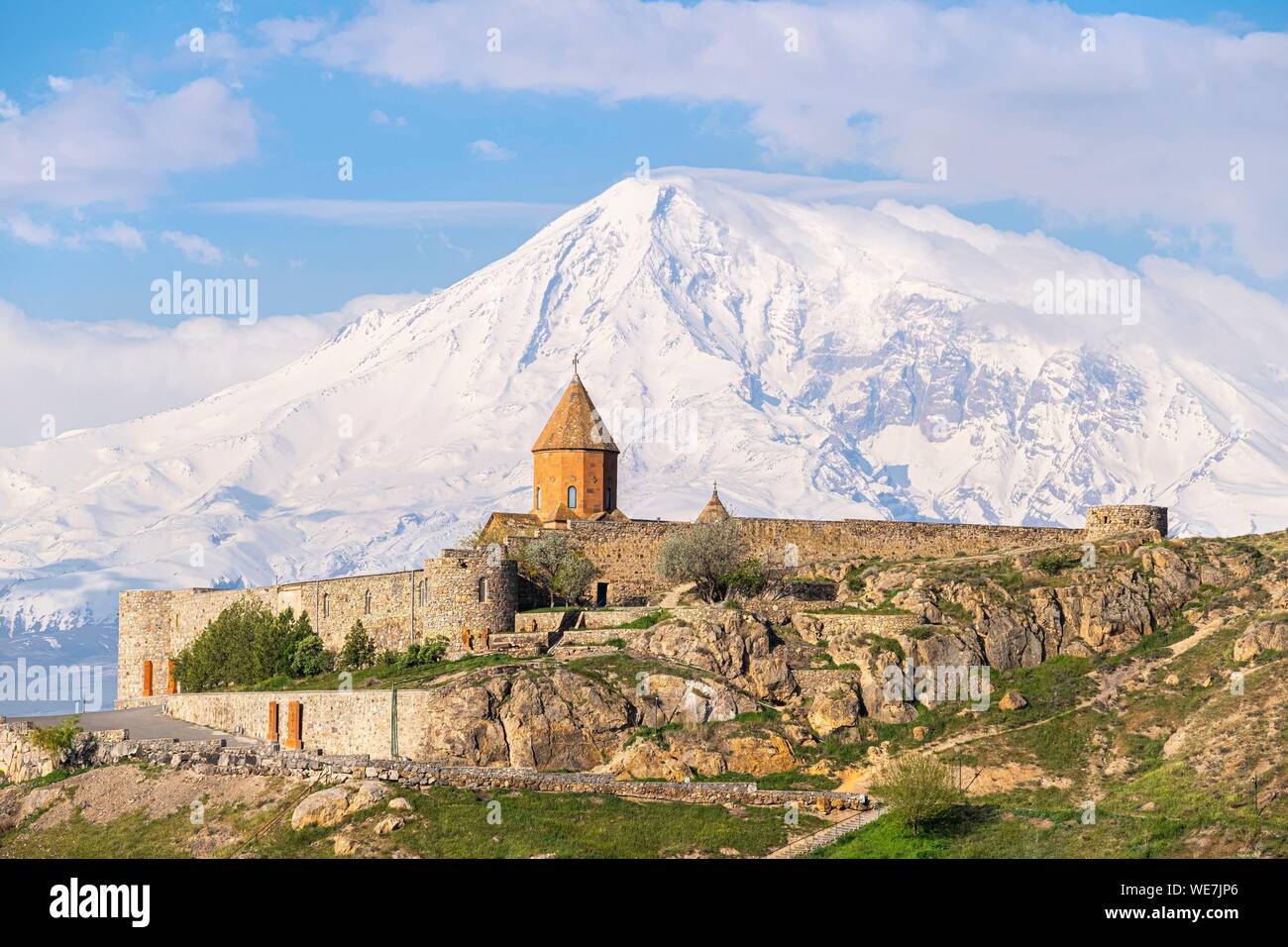 Armenia, Ararat region, Khor Virap monastery and Mount Ararat Stock Photo