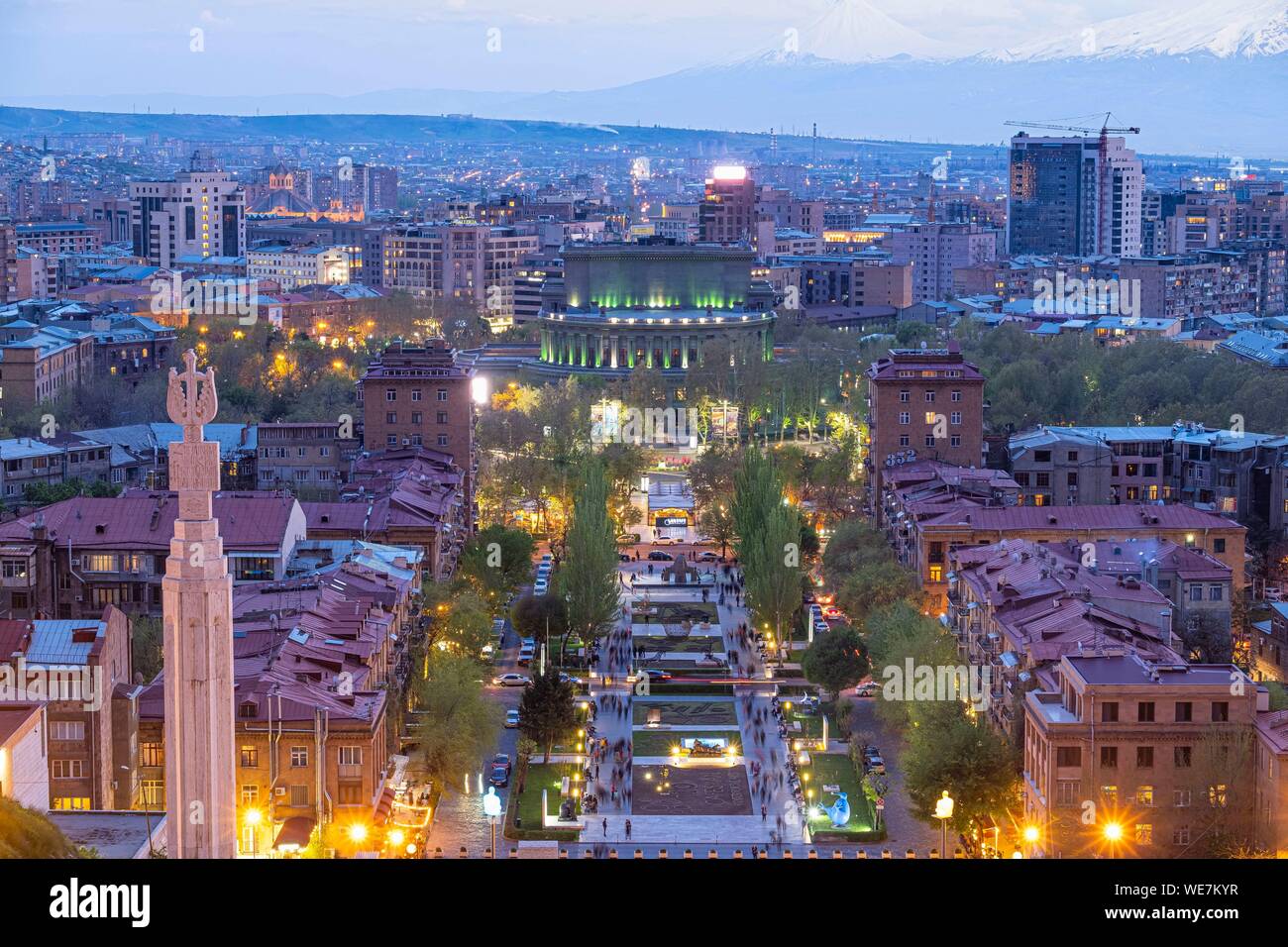 Armenia, Yerevan, panorama from the top of the Cascade, huge staircase