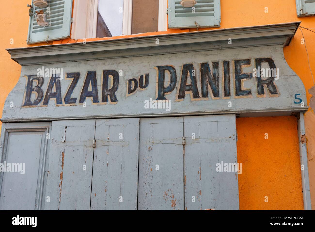 France, Bouches du Rhone, old shop in the working class neighborhood of Panier, Marseille Stock Photo