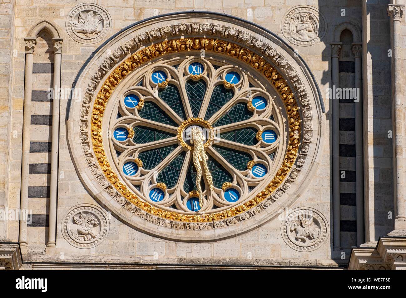 France, Seine Saint Denis, Saint Denis, the cathedral basilica, the clock Stock Photo