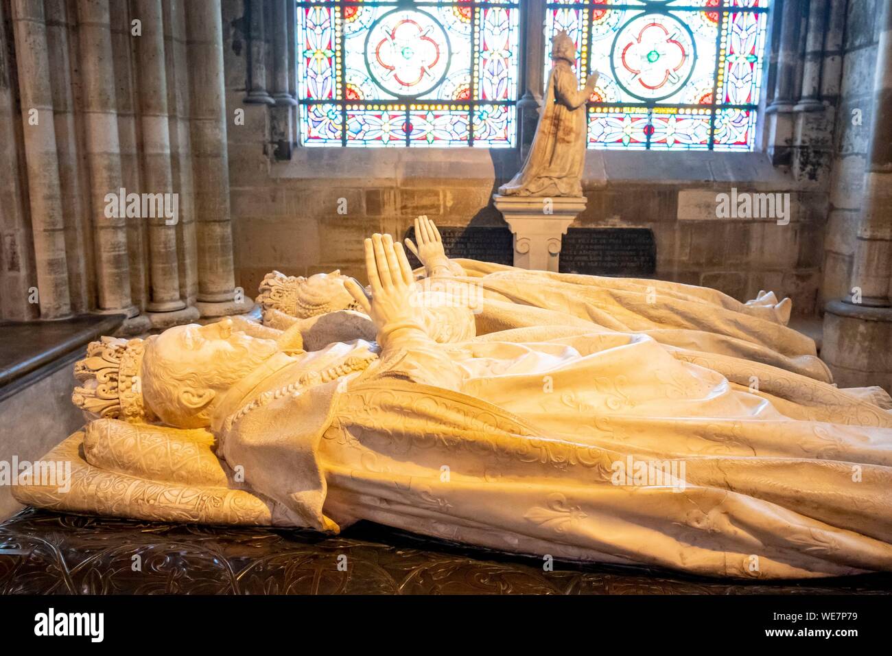 France, Seine Saint Denis, Saint Denis, the cathedral basilica, Gisants of Henri II and Catherine de Medici Stock Photo